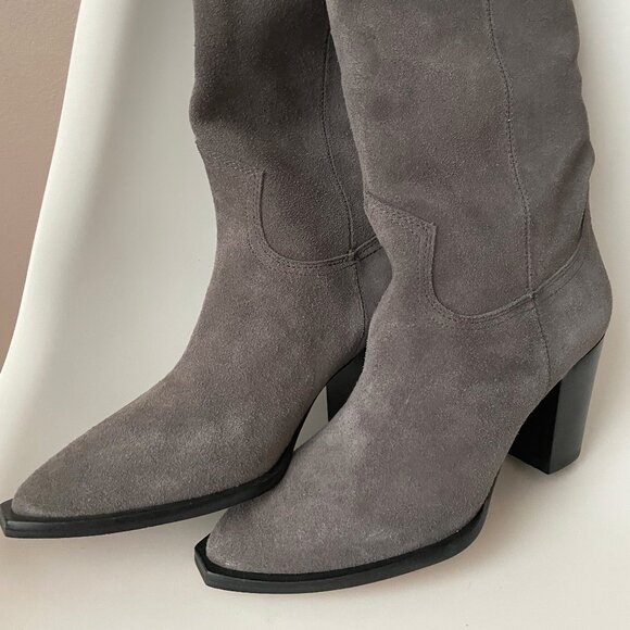 NIB Anthropologie Silent D Ivy Boots Dark Grey Suede Knee High EUR size 38 - Picture 4 of 10